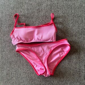wild fable Pink Textured Bikini Set with Contrast Trim